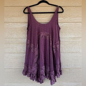 Free People Rosewood Lace-Trim Flowy Tank Sz S
